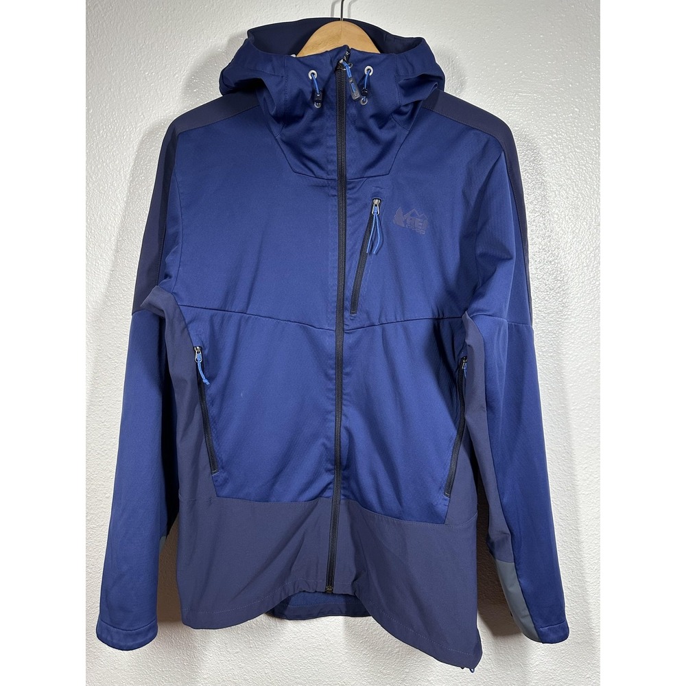 REI Co-op Jacket Mens Small GORE Windstopper Hooded Softshell Outdoors Hiking